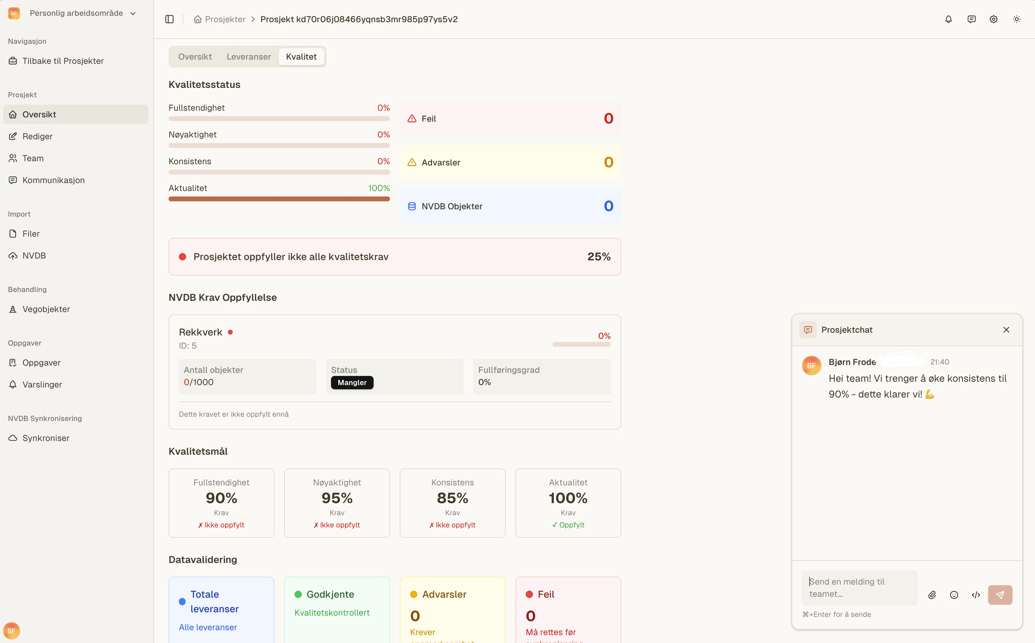 Geoniq produktgrensesnitt viser Avansert datavisualisering